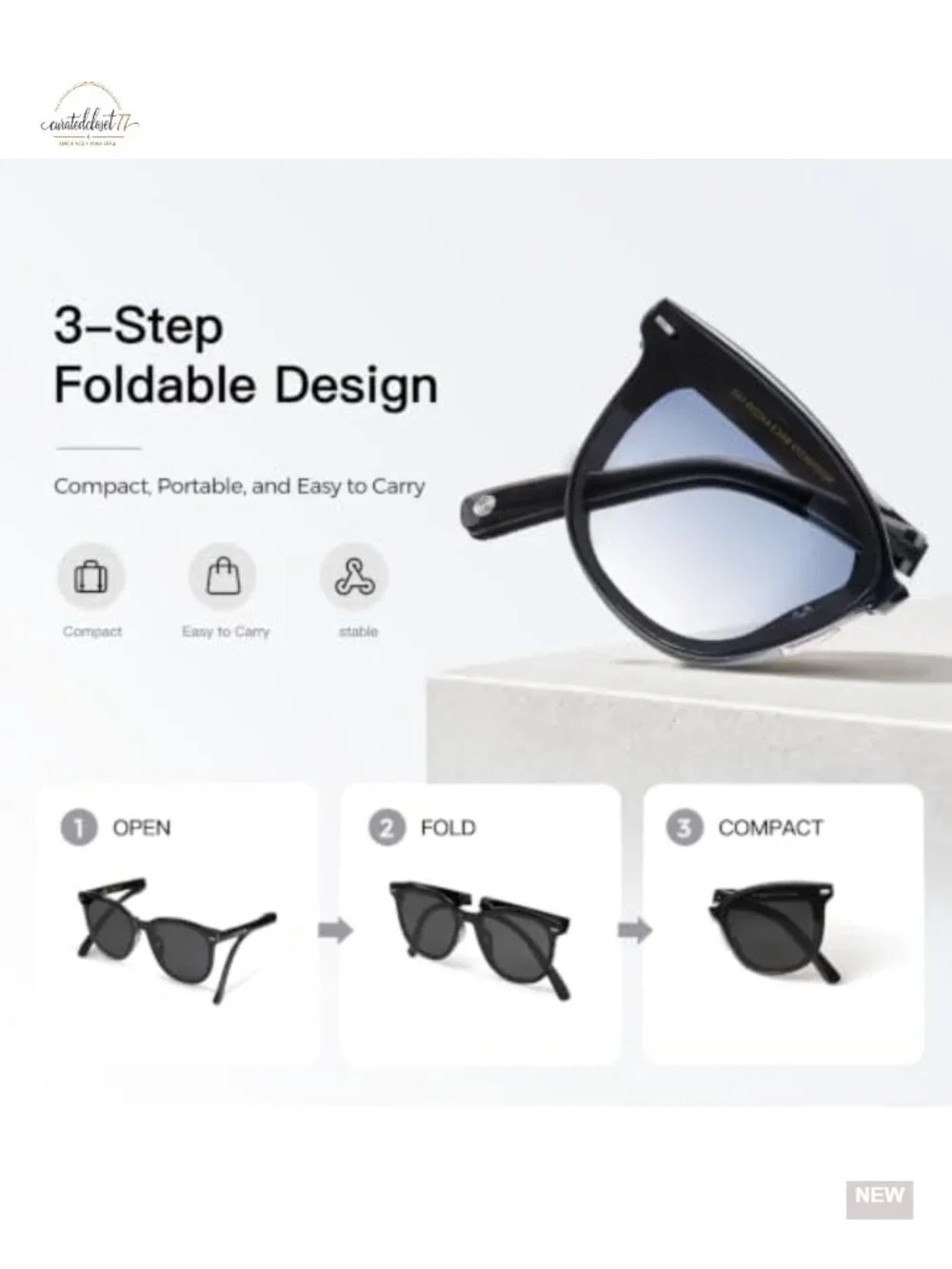 Foldable TR90 Round Square Sunglasses UV Protection Anti-Glare for Women Men